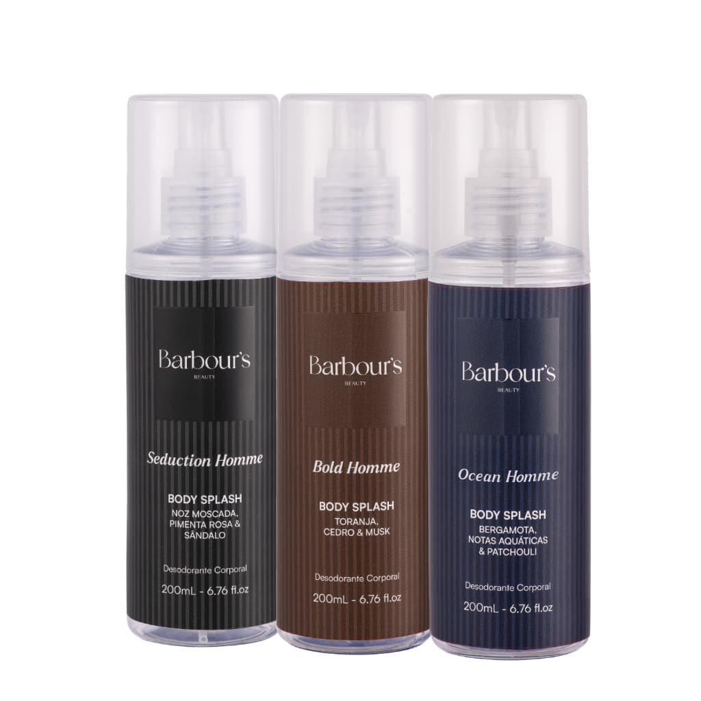 Kit 3 Body Splash Masculino Homme Desodorante Barbours 200ml