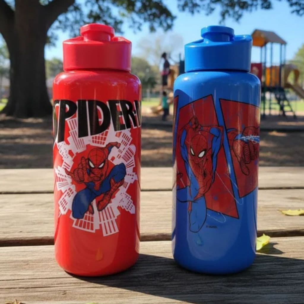 Garrafa Spiderman Squeeze 1Litro Homem Aranha  Garrafinha Plástica Infantil Volta as Aulas