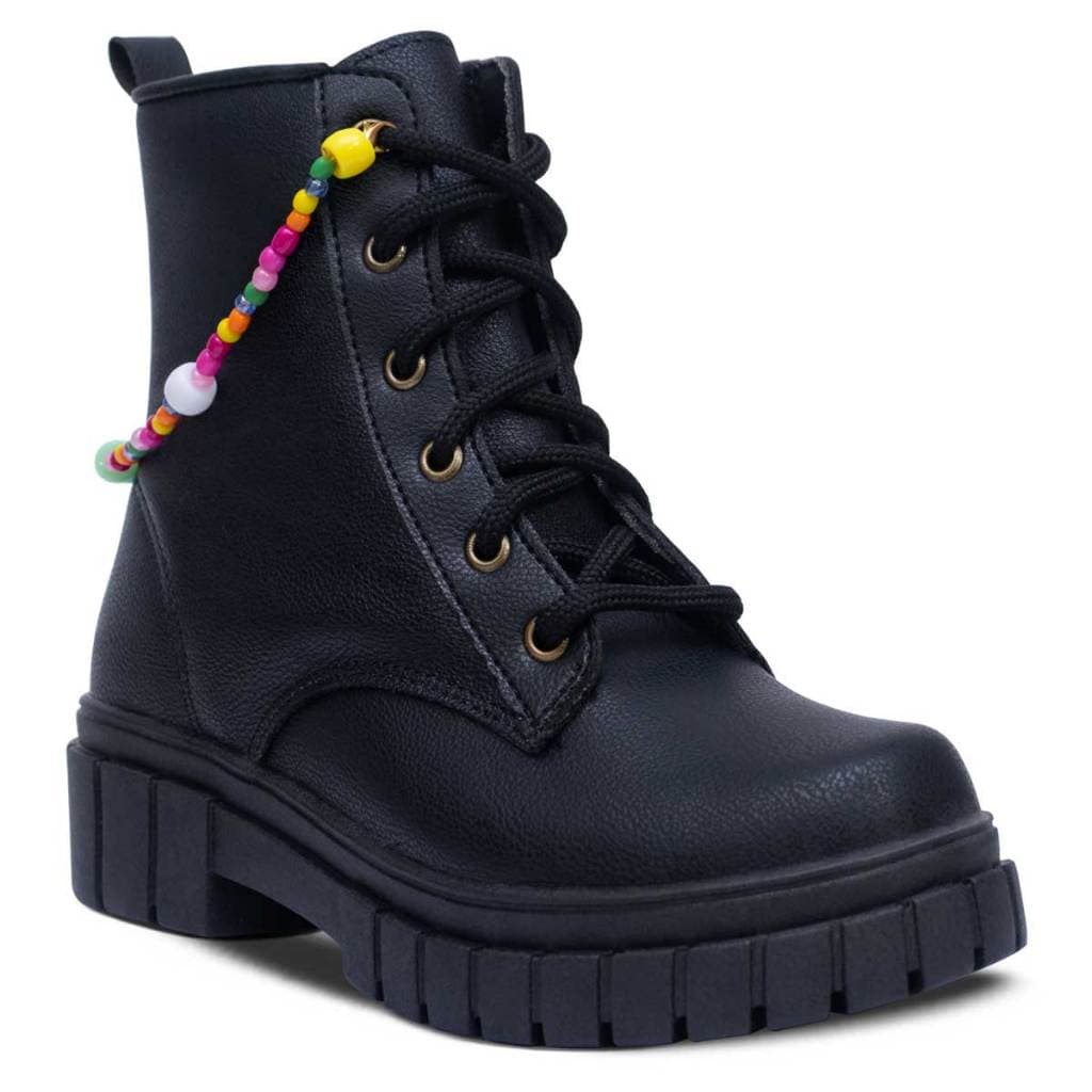 Bota Infantil Feminina Menina Nº 28 Ao 36 Botinha Tratorada Coturno Com Pulseira 09.06j