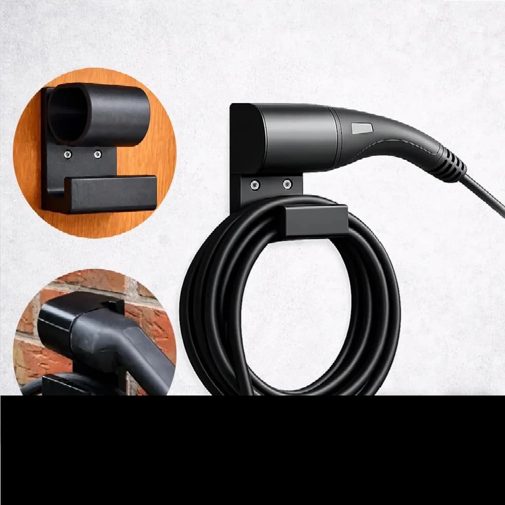 Organizador De Cabo E Suporte Para Carregador Carro Elétrico Tipo 2 Ganchos Parede Universal Premium