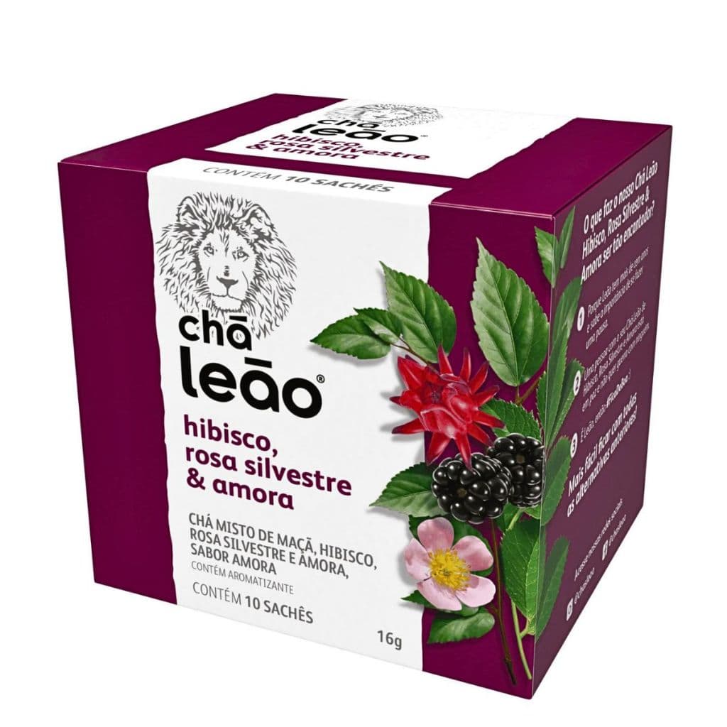 Chá Hibisco, Amora & Rosa Silvestre Leão 10 Sachês (16g)