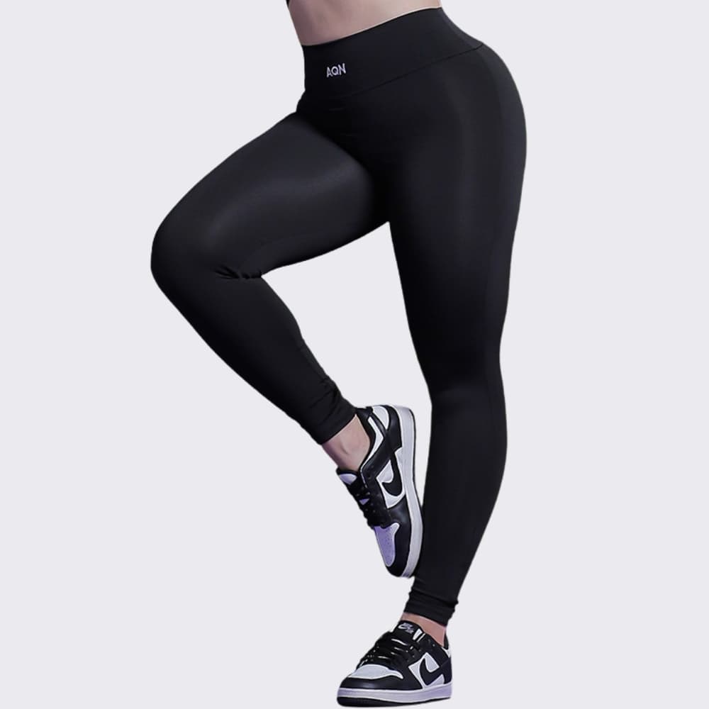 Calça Legging Academia Fitness Lux Preta Empina Bumbum Bordado Corrida Yoga AQN SPORT