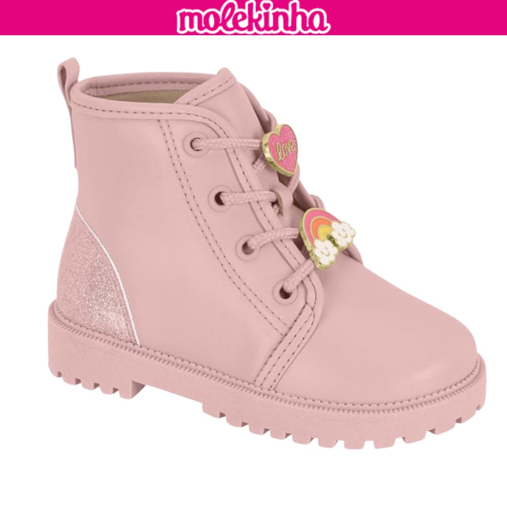 Bota Coturno Infantil Molekinha Menina Glitter Patches Original