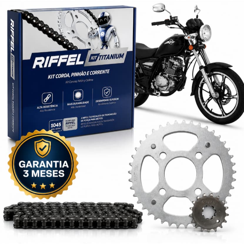 Kit Relação Tração Transmissão Suzuki Intruder 125 2012 à 2017 Original Riffel