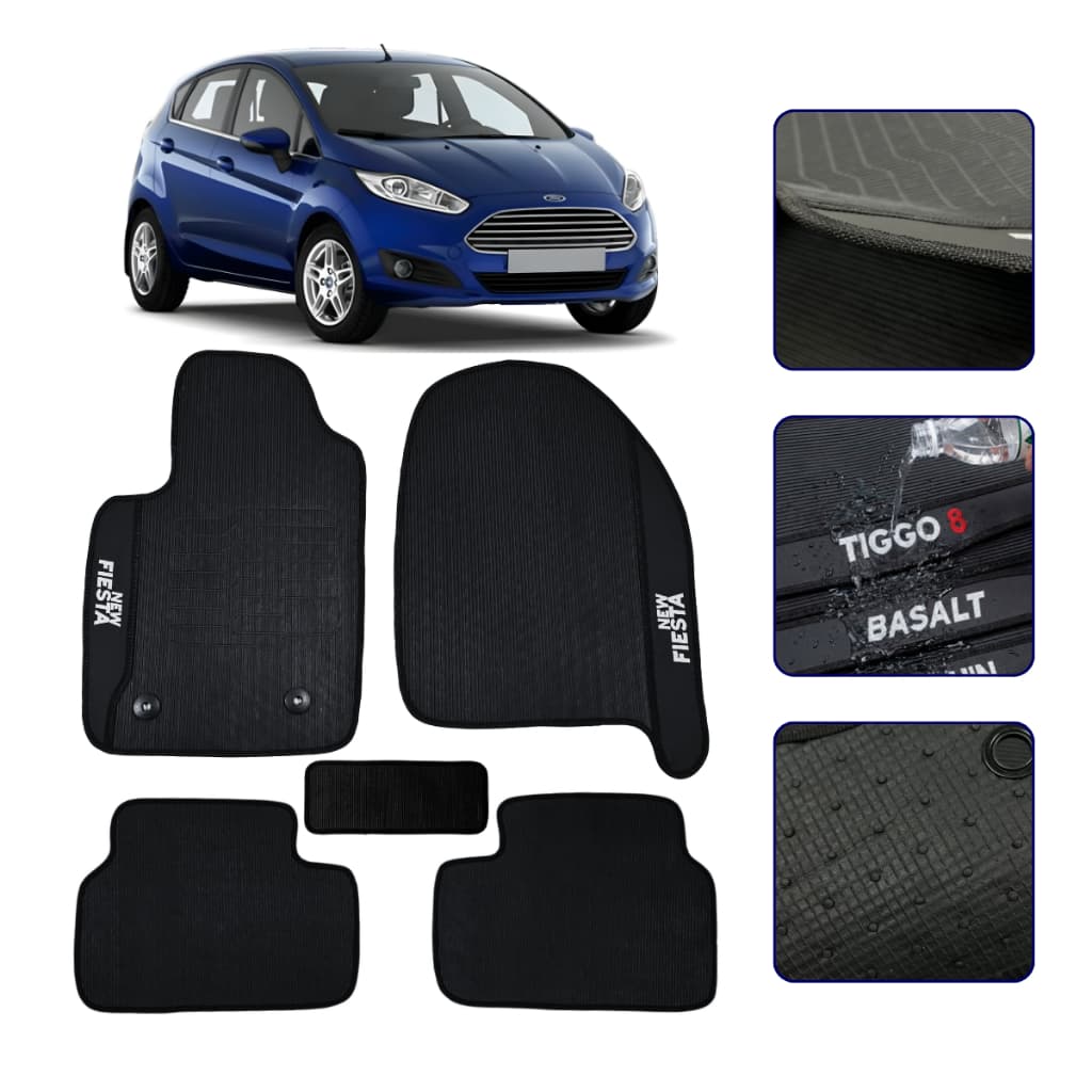 Jogo de Tapete Automotivo Ford New Fiesta 2011 2012 2013 Carpete Antiderrapante 4 peças