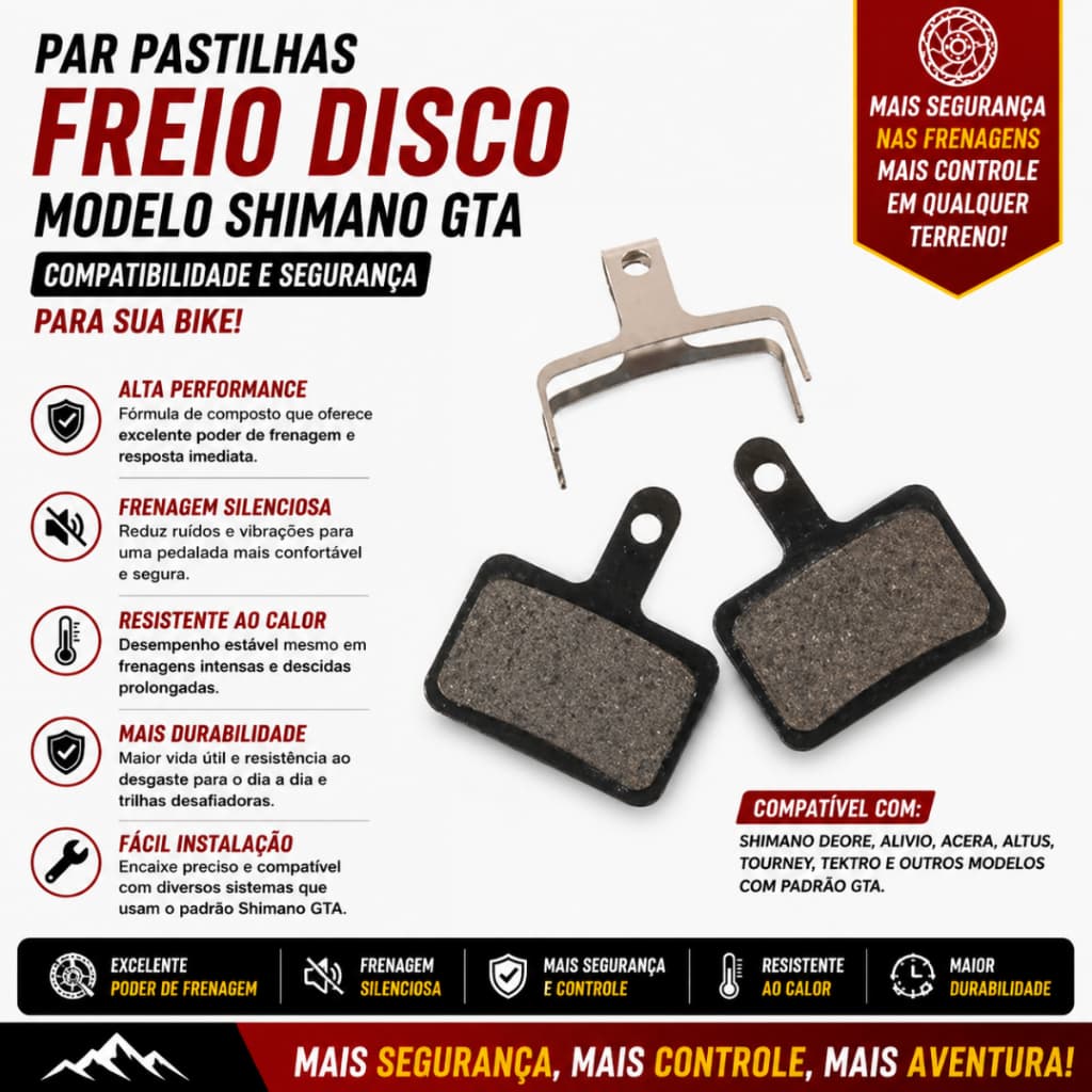 PAR PASTILHAS FREIO DISCO BIKE MODELO SHIMANO GTA