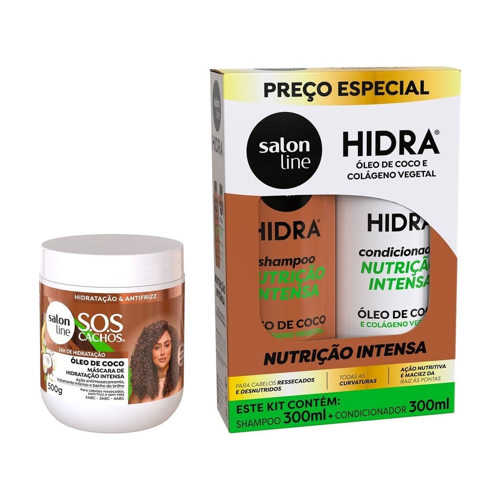 Hidratação de Coco para Cabelos Cacheados e Crespos - Salon Line
