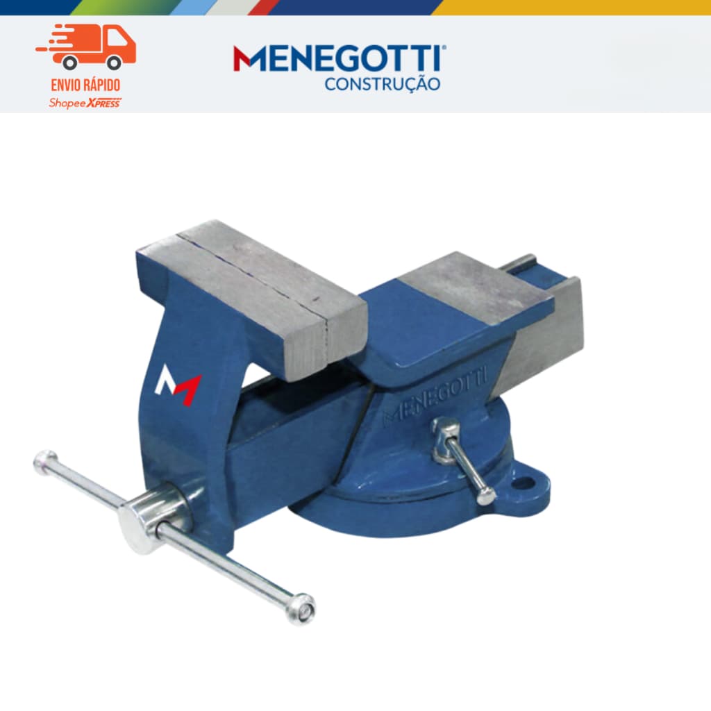 Torno Morsa De Bancada Nº8 Profissional Giratória Com Bigorna Menegotti 200mm