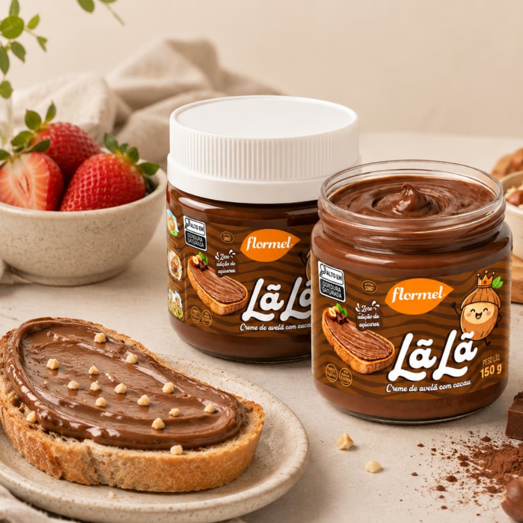 Kit 2 Creme de Avelã Lã Lã Zero Açúcar Cacau Flormel 150 g Chocolate Saudável