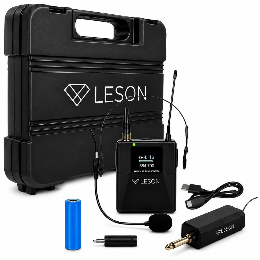 Microfone Sem Fio Headset Leson MIC PRO 1.0H Professor Bodypack P10 Recarregável