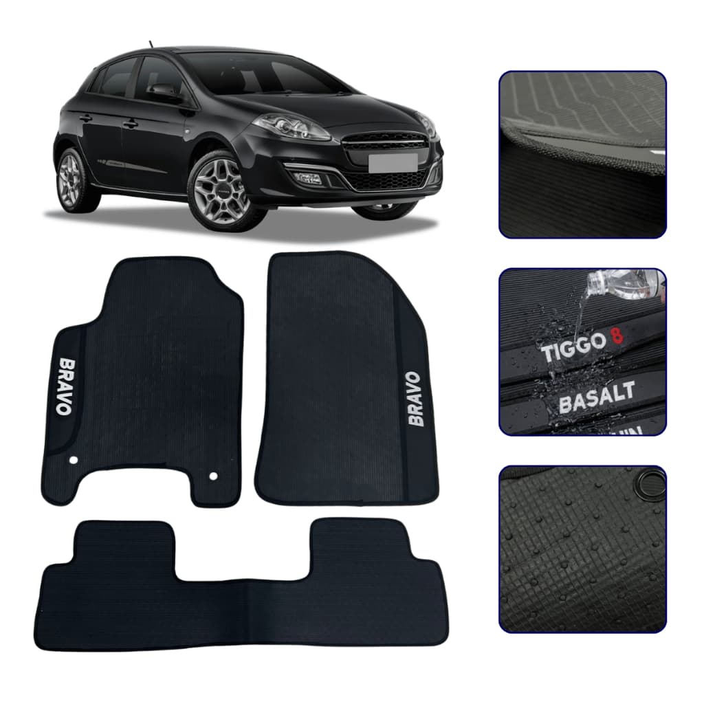 Jogo de Tapete Automotivo Para Bravo 2010 2011 2012 2013 2014 2015 2016 Kit Carro 3 Peças