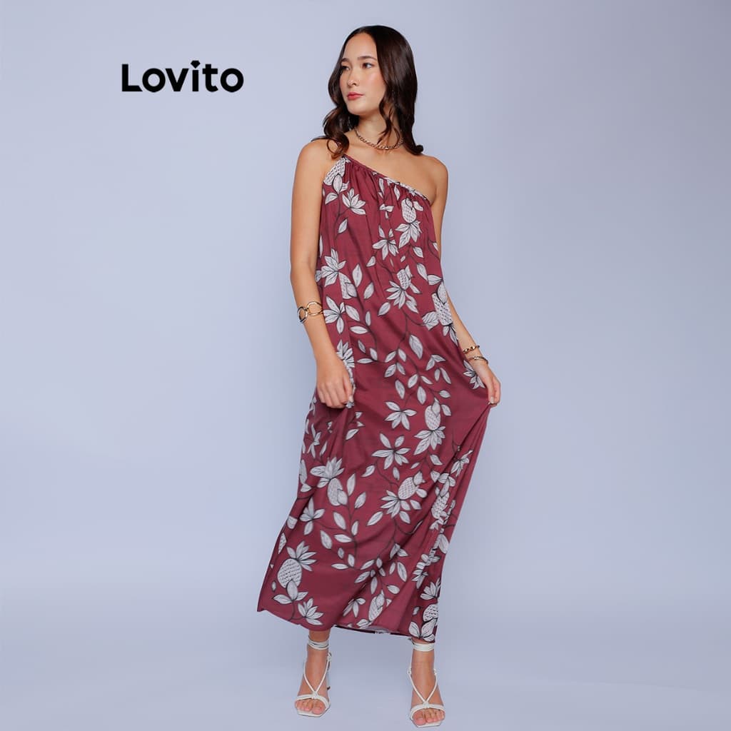 Lovito Vestido Midi com Ombro Só DRB763BRL793