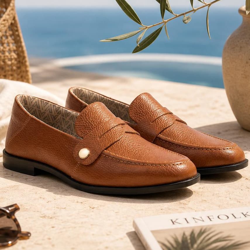 Mocassim Mara Feminino Vittal Couro Legítimo Duas Fivelas Confortável Espuma Calcanhar Elegante