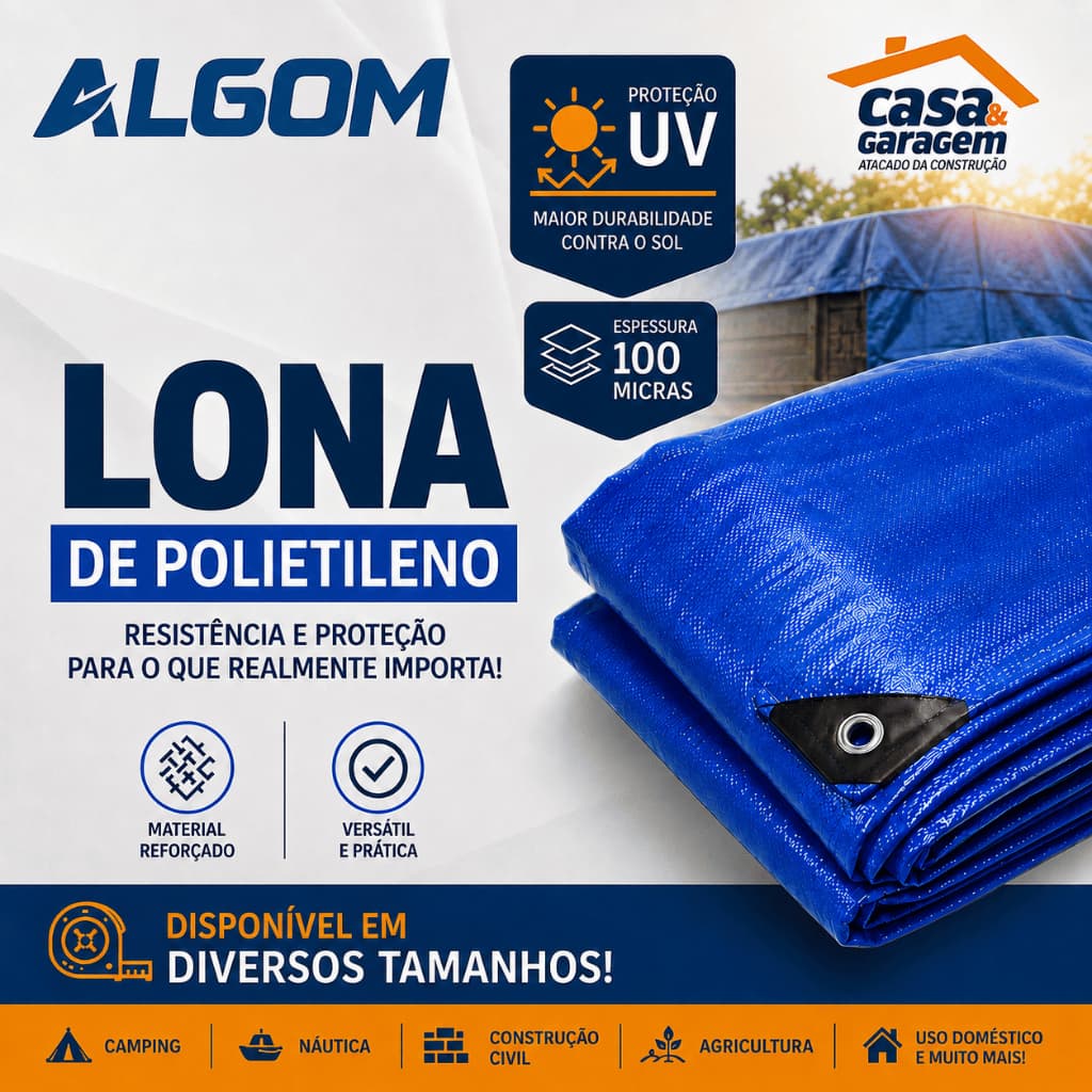 Lona de Carreteiro Azul 100 micras Algom Tamanhos