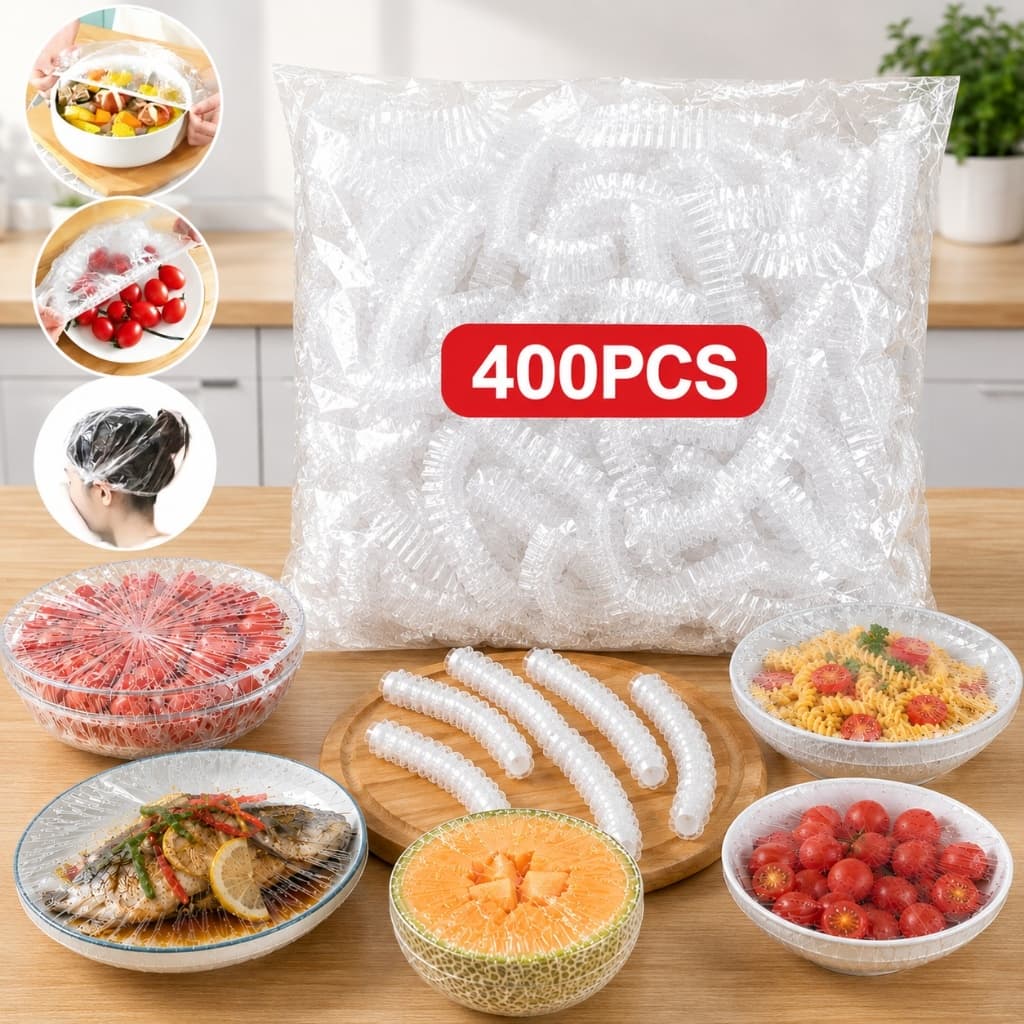 Kit Tampas de Plástico Descartáveis Para Alimentos Potes Conservação Vedação Multiuso