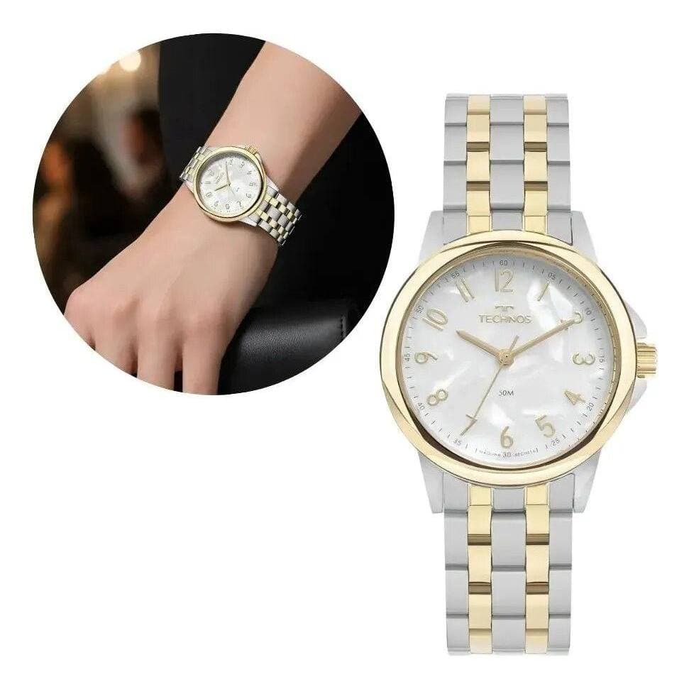 Relógio Technos Feminino Dourado Prata Bicolor Original Nf 2035MXF1B