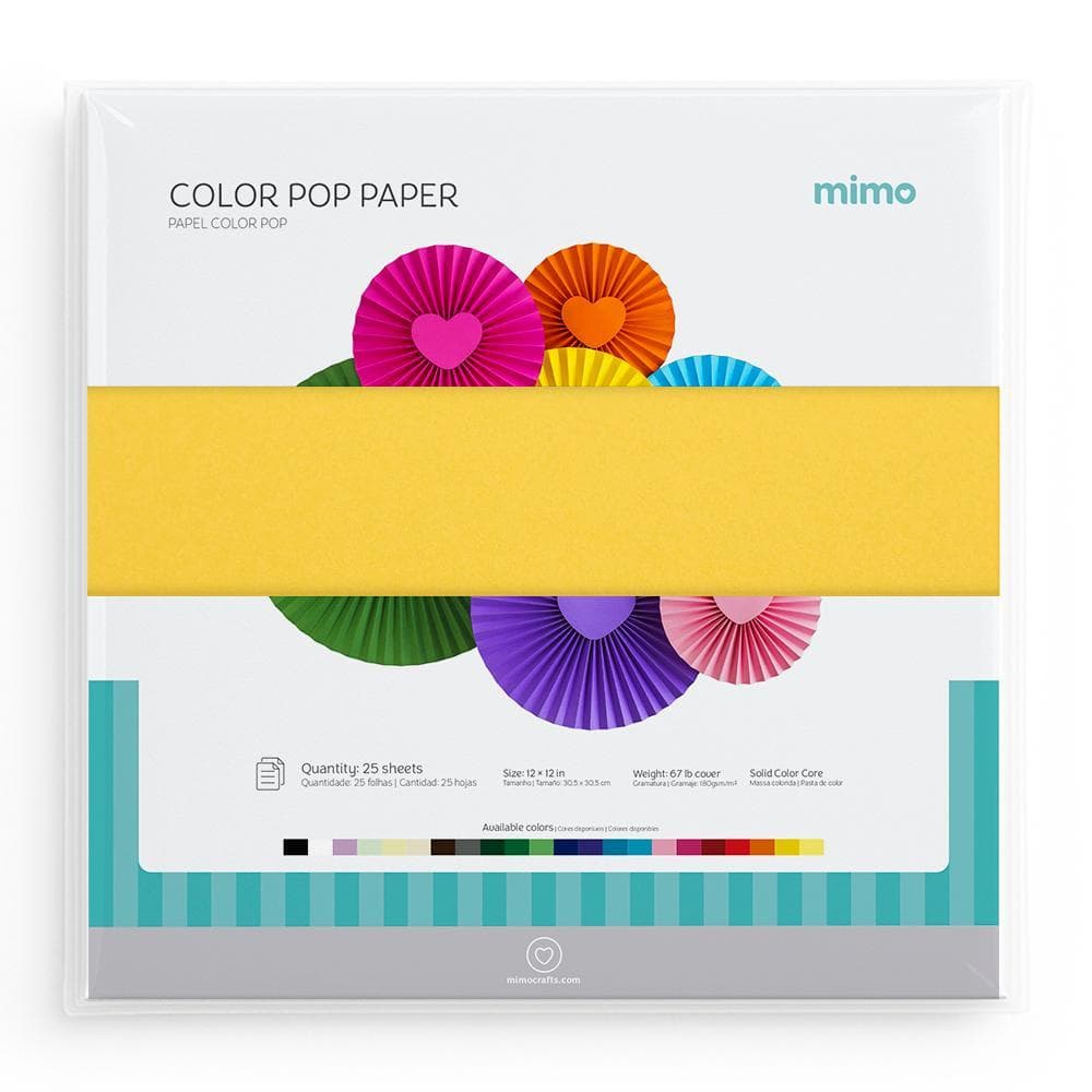 Papel Color Pop Amarelo Sol Mimo - 30,5 x 30,5 cm - 180 gr - 25 unds