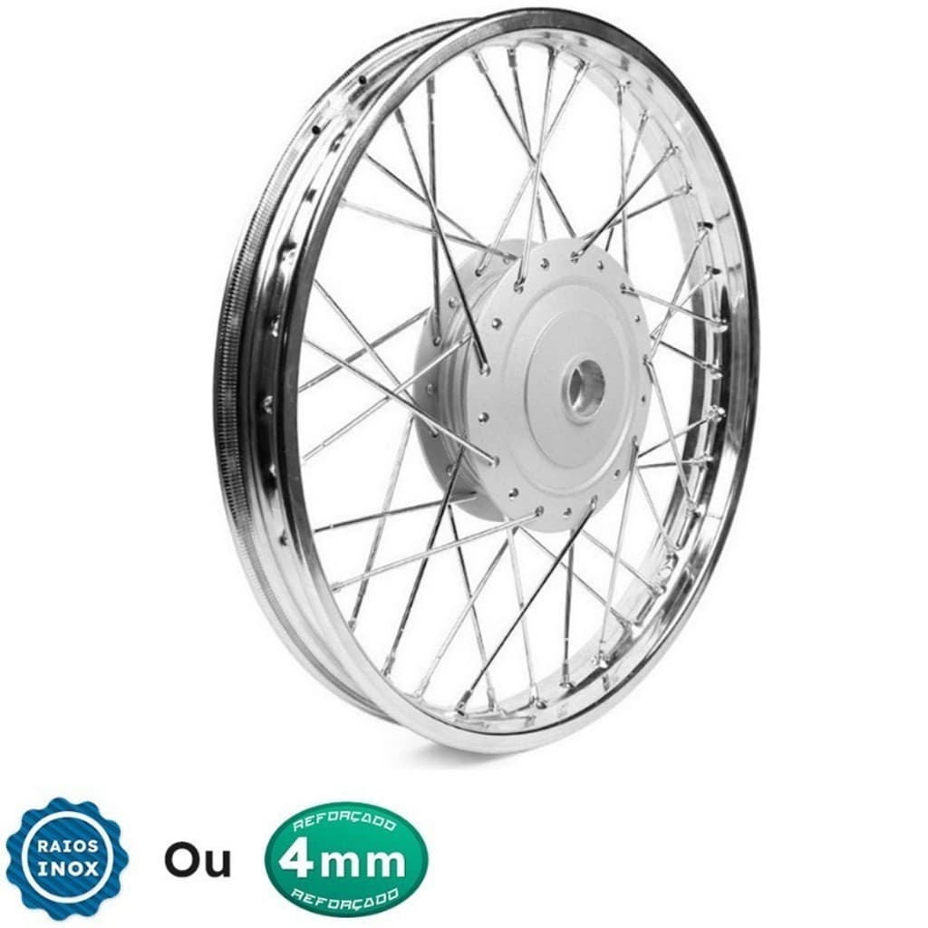 Roda Aro Calha Jante Folha Dianteira Raiada 4mm Cromados ou Inox Honda Pop 100 Pop 110 Tambor