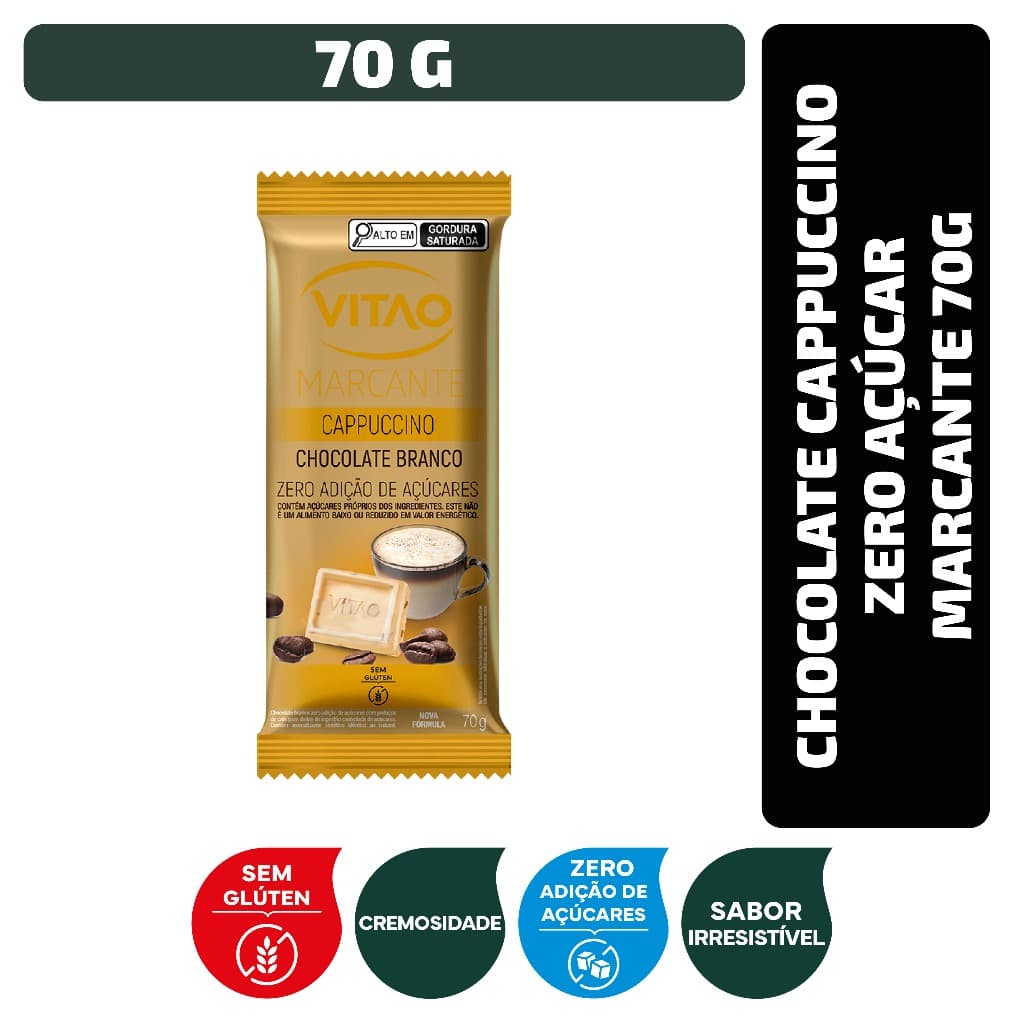 Chocolate Cappuccino Zero Açúcar Marcante 70 g