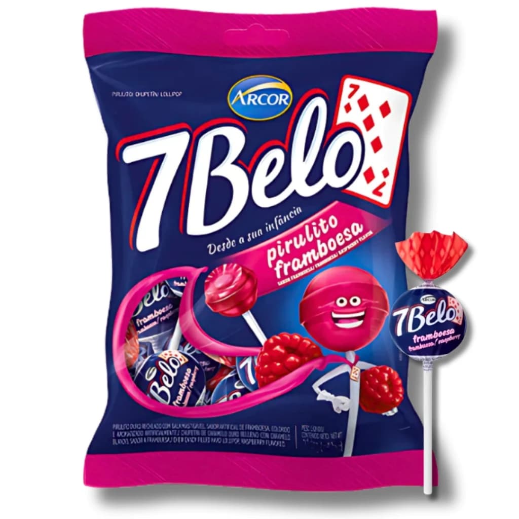 Pirulito 7 Belo Sabor Framboesa 500g Arcor Doce Nostálgico
