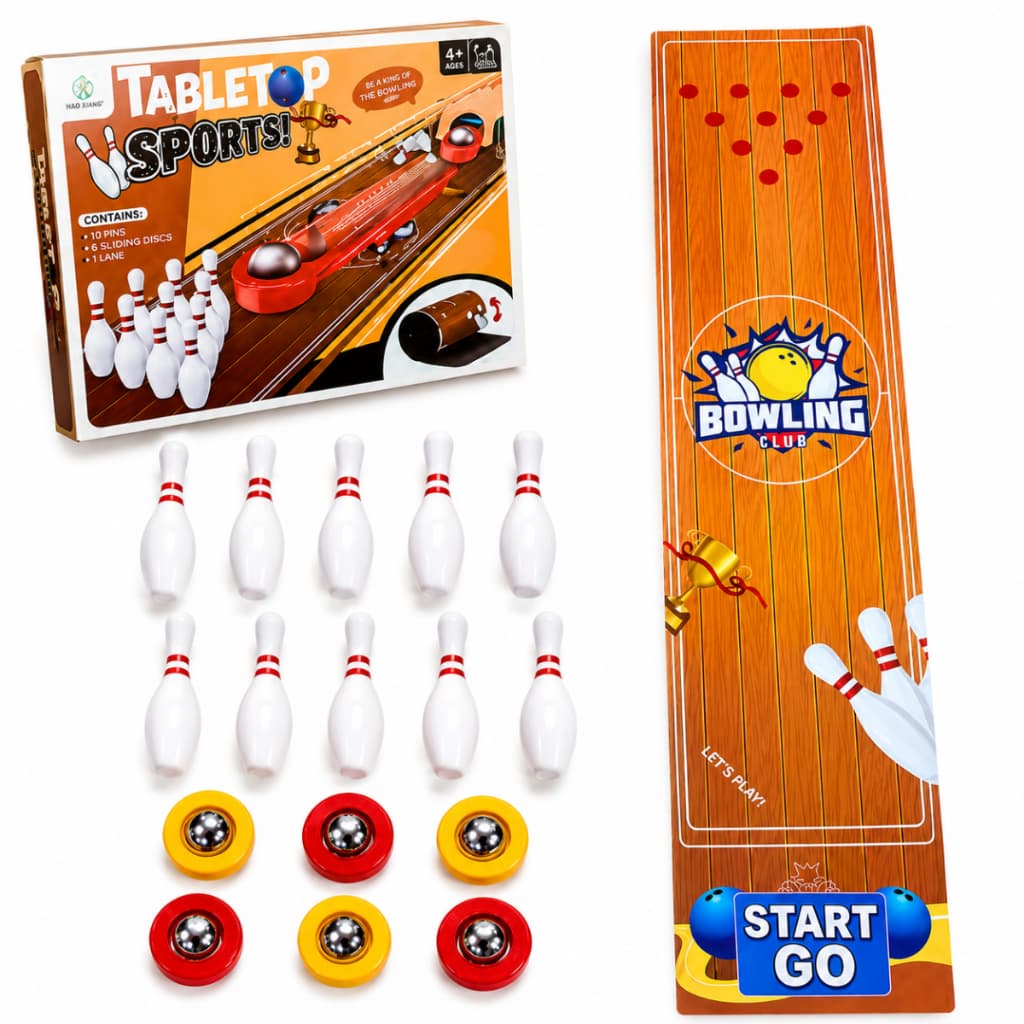 Mini Jogo De Boliche Infantil Brinquedo Educativo Coordenação Motora Mesa Com Pinos E Discos