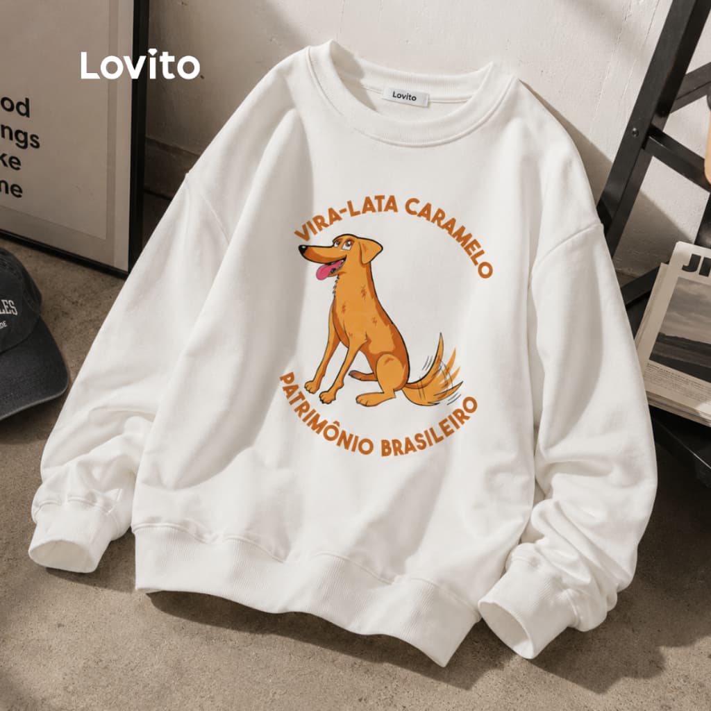 Lovito Moletom Feminino Estampa Cachorro Caramelo SRB18421872
