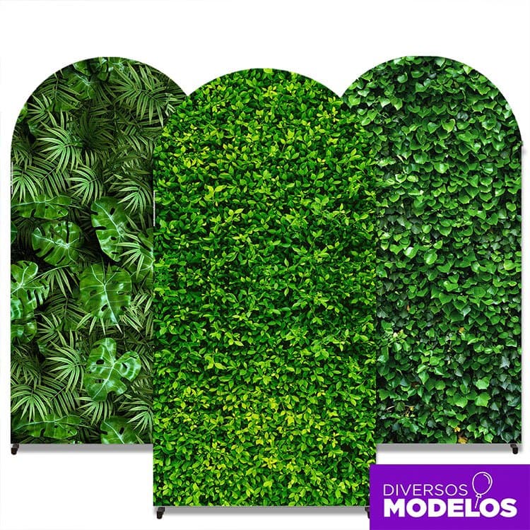 Painel Romano Muro Inglês Folhagem Decoração Festa Sublimado Em Tecido Com Elástico 2x1m