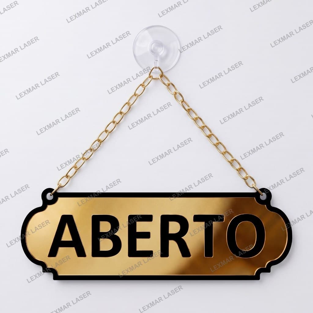 PLACA DE SINALIZAÇÃO ABERTO E FECHADO EM ACRILICO ESPELHADO ( COM VENTOSA )