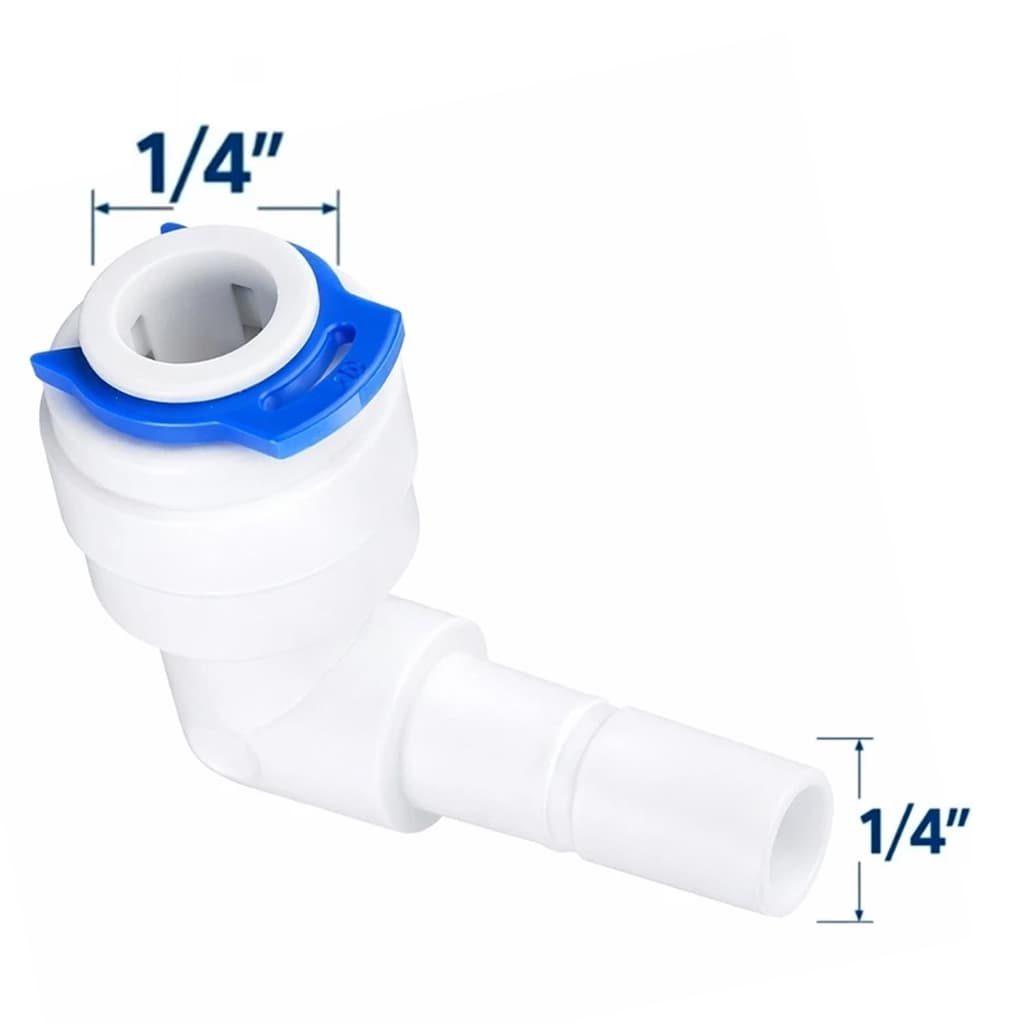 Conector 90° com Extensão Engate Rápido 1/4” x 1/4” Alta Vedação para Filtros e Purificadores