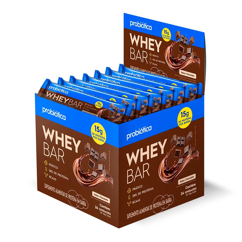 Barra de Proteína - Whey Bar Low Carb - Caixa com 24un - Probiotica - Vários Sabores