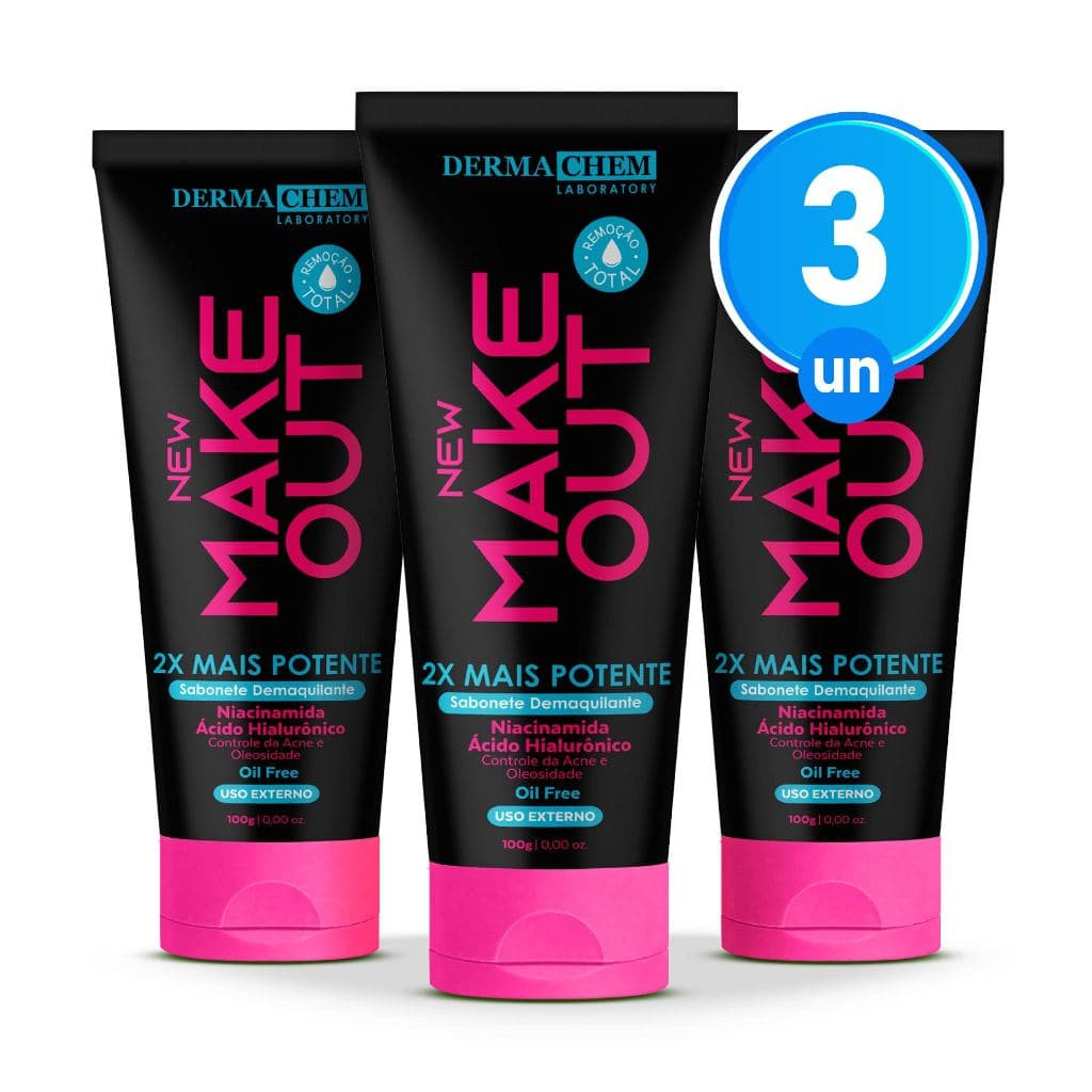 Kit 3 Sabonete Demaquilante New Make Out 100ml Niacinamida e Ácido Hialurônico Dermachem