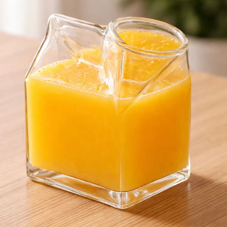 Jarra De Vidro Para suco Quadrada Luxo Formato De Caixa De Leite Hauskraft 350ml