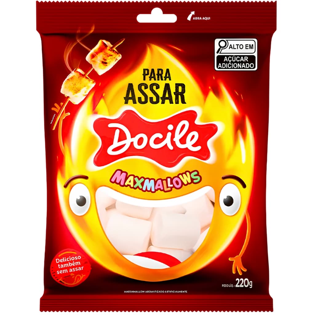 Marshmallow Maxmallows Tubo Branco Para Assar 220g Docile