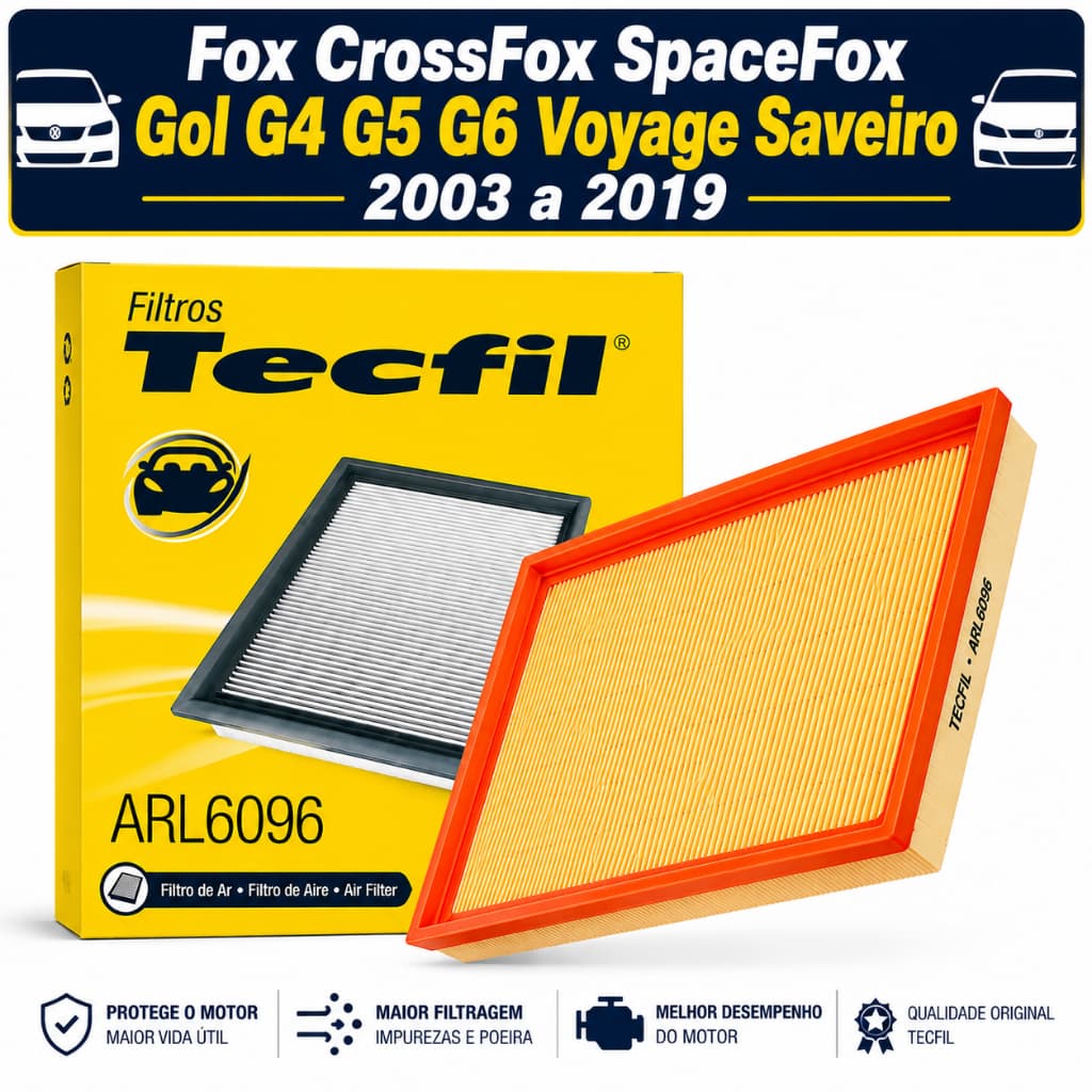 Filtro de Ar do Motor Fox CrossFox SpaceFox Gol G4 G5 G6 Voyage Saveiro 1.0 1.6 2003 a 2019