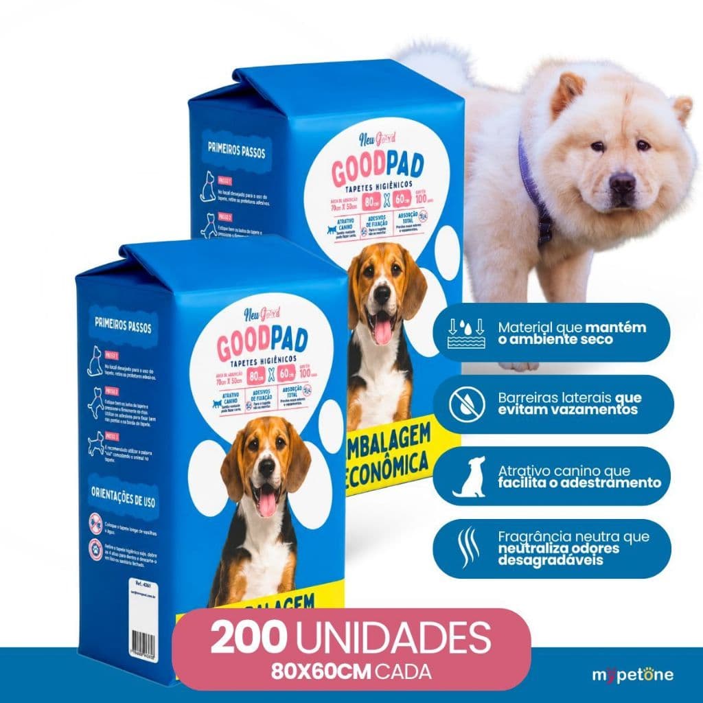 Kit 2 Tapete Higiênico Good Pad 80x60cm 100 Unidades Para Cães e Gatos