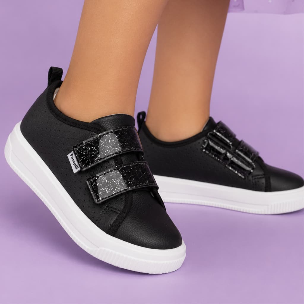 Tênis infantil Menina Casual com Fecho Fácil Pampili