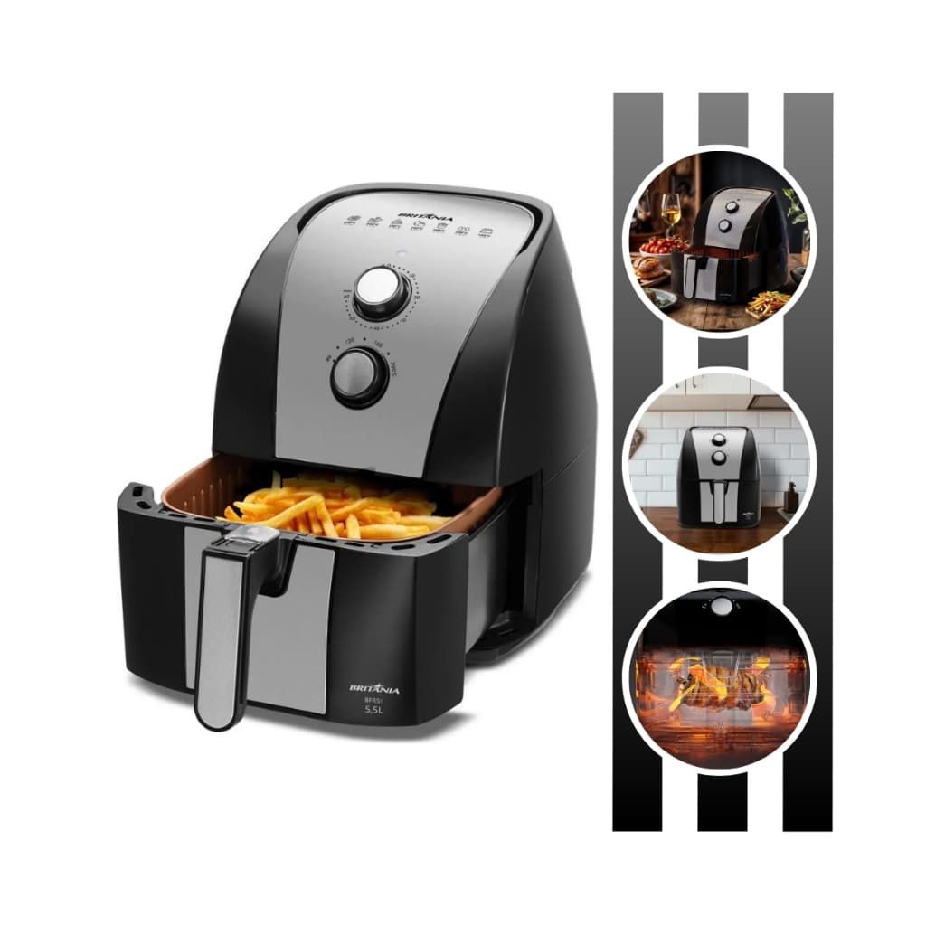 Air Fryer Fritadeira Elétrica Capacidade de 5,5L Com Antiaderente Gold 1500W BFR51 Britânia