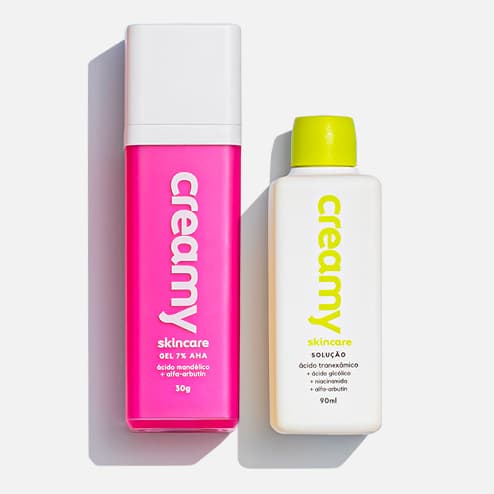 Kit Creamy Skincare Antimanchas Gel Clareador Antiacne - Ácido Mandélico  + Tônico Clareador - Ácido Tranexâmico