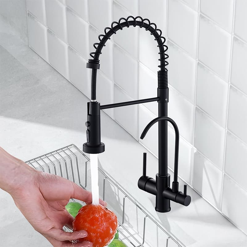 Torneira Gourmet Cozinha Com Saída De Filtro De Água quente e frio  Inox 304 luxo cor preto