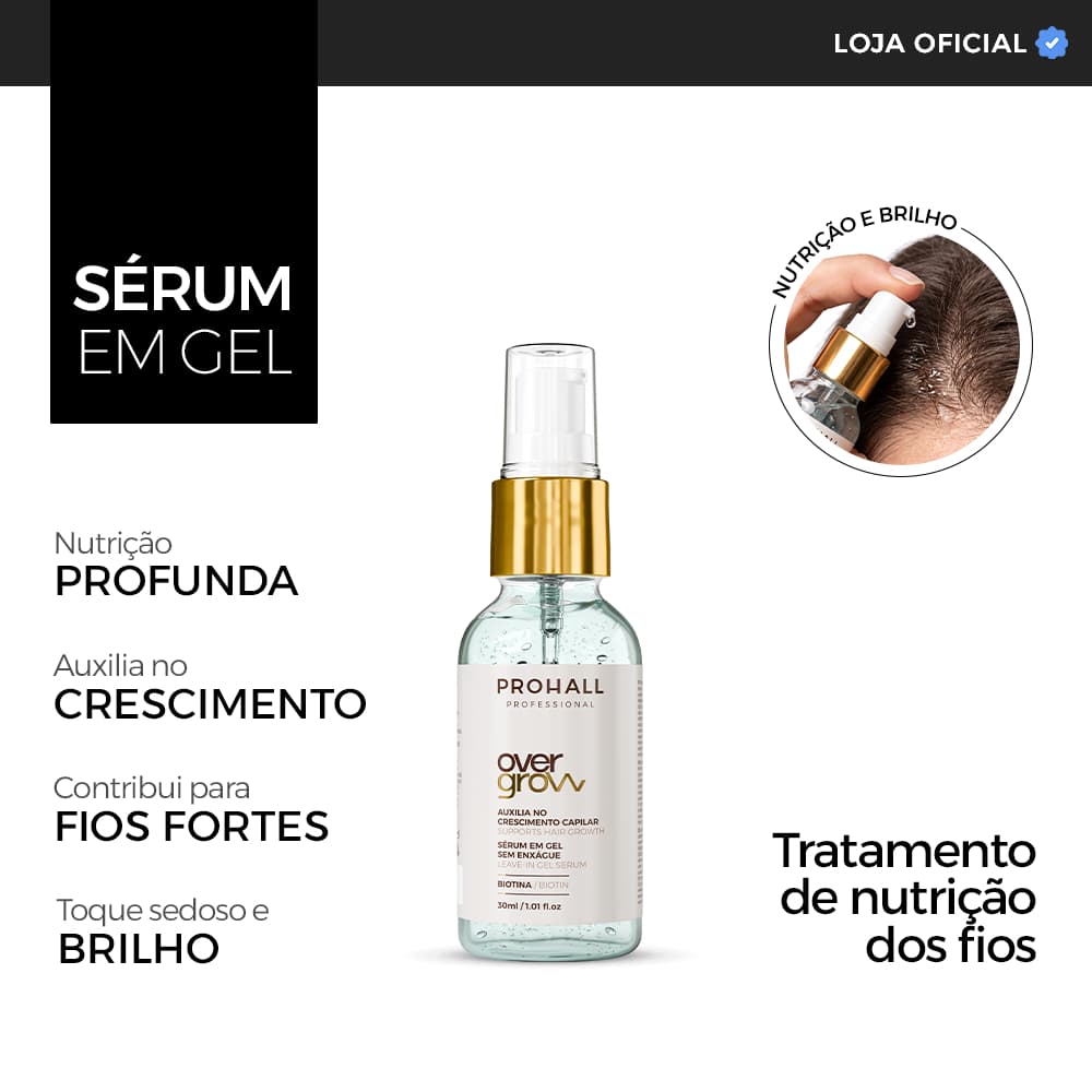 Sérum para Crescimento Capilar Overgrow 30ml - Prohall