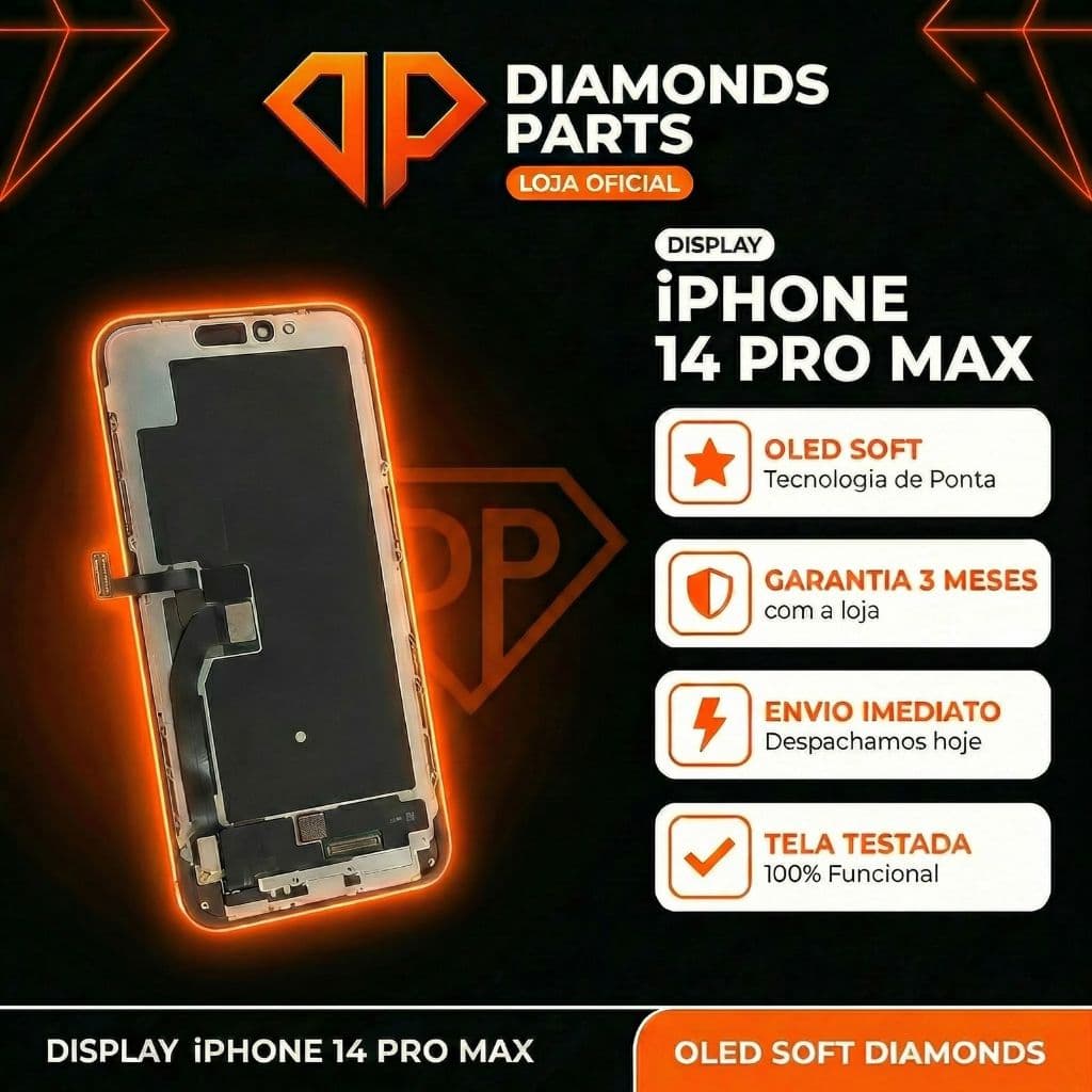 TELA DISPLAY FRONTAL IPHONE 14 PRO MAX OLED SOFT DIAMONDS ORIGINAL