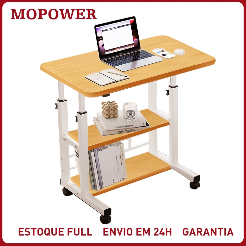 Mesa Multiuso Dupla Regulável Portátil para Laptop Tablet Sofá Cama com Rodinhas