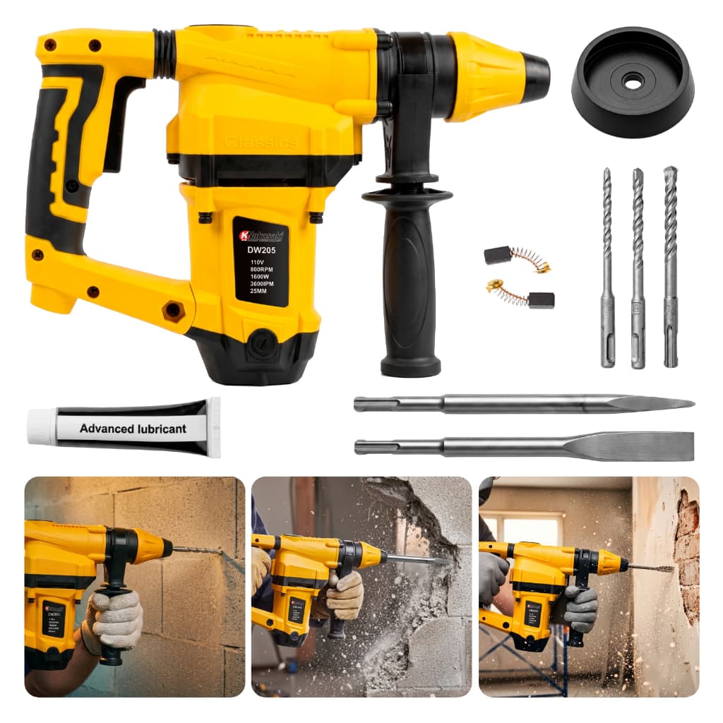 Martelete Perfurador e Rompedor 1600W 6 Joules 3,4kg SDS Plus com Kit e Maleta