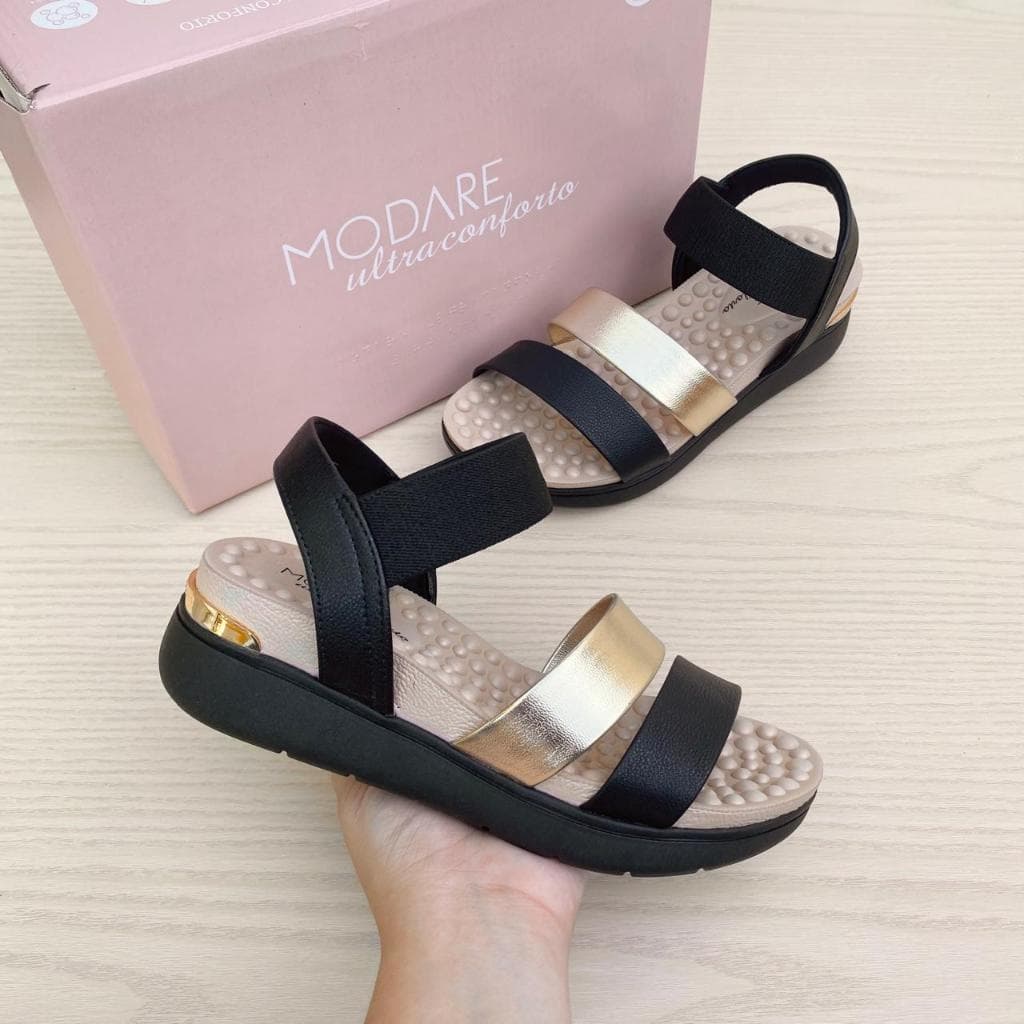 Sandália Papete Feminina Modare Casual Confortável Acolchoada Elástico Palmilha Reflex Sense