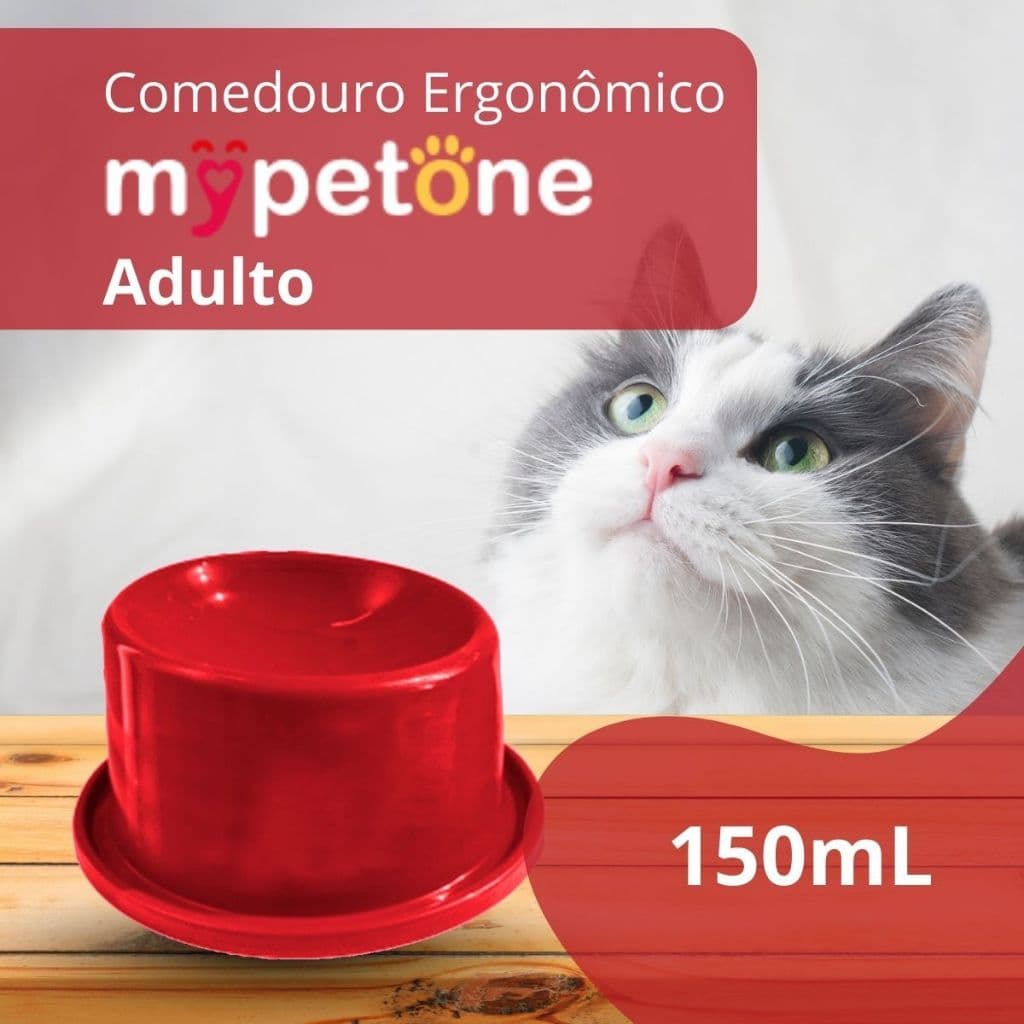 Comedouro Ergonômico Alto 150ml Mypetone Vermelho Adulto