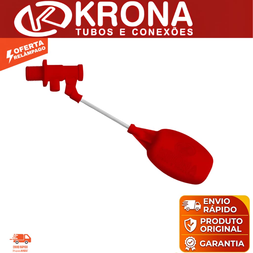 Torneira Boia 1/2'' Para Bebedouro Reservatório Controle de Entrada KRONA