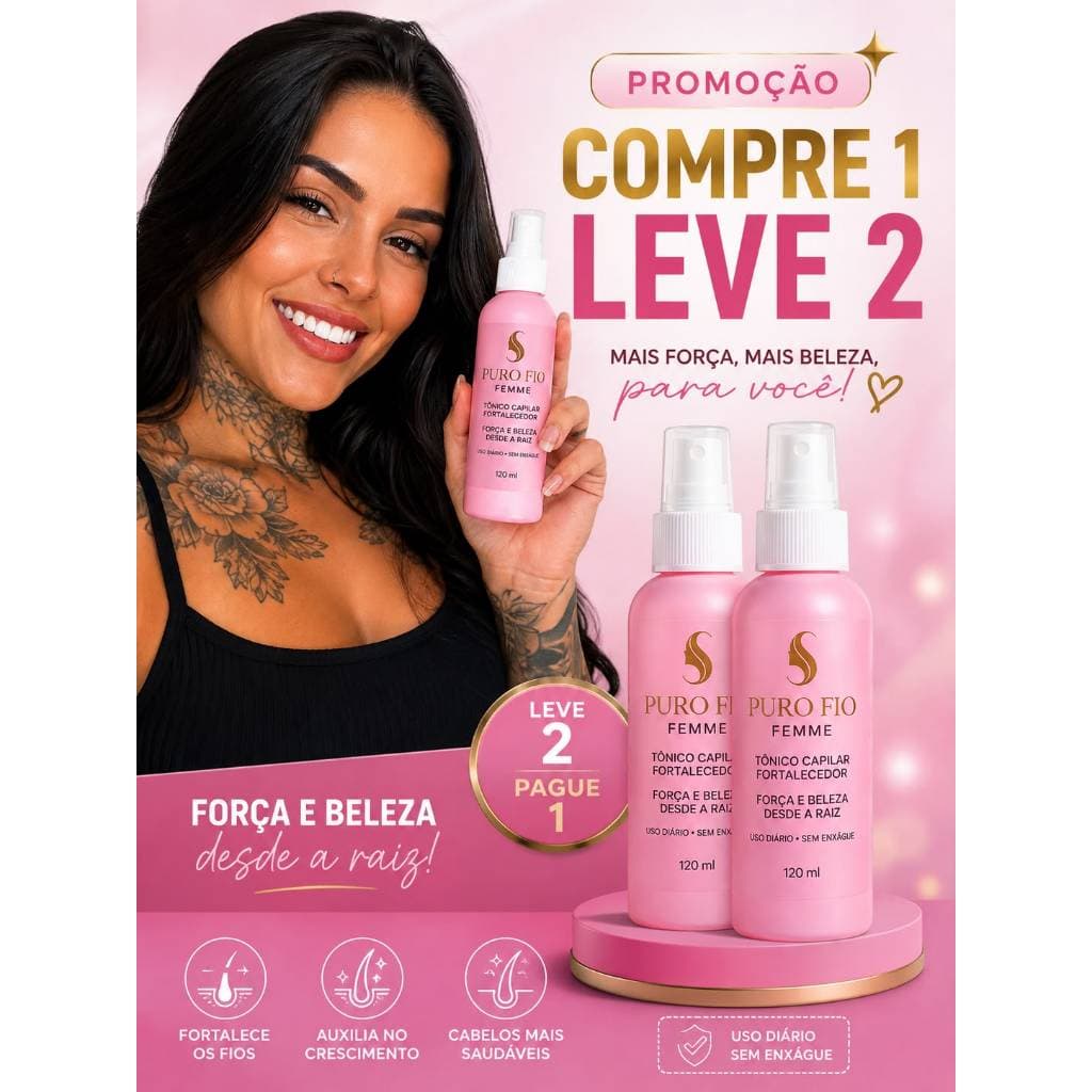 Kit 2 Tonico Capilar Cabelos Fortes Puro Fio Femme 120ml | Combate Queda e Falhas Capilares| Envio Imediato
