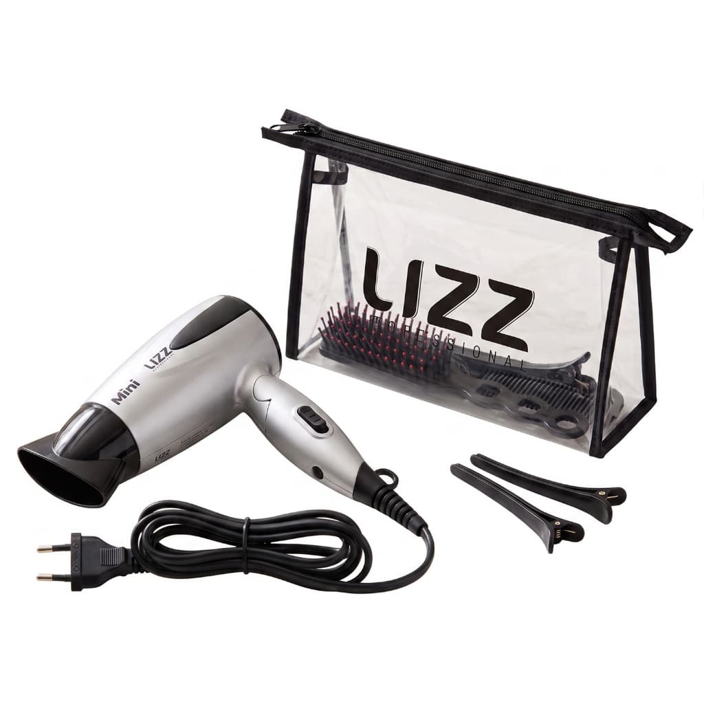 Secador Mini com Kit Viagem Prata Bivolt (1200W) - Lizz Pro