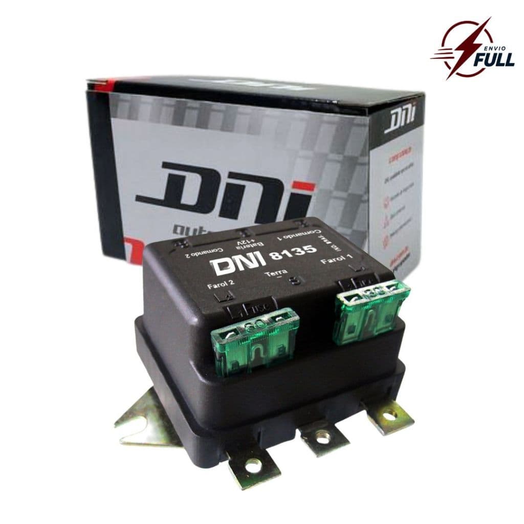 Relé Duplo de Faróis 500W 12V Universal Super Reforçado 6 Terminais + Parafusos 2 Fusíveis Externos