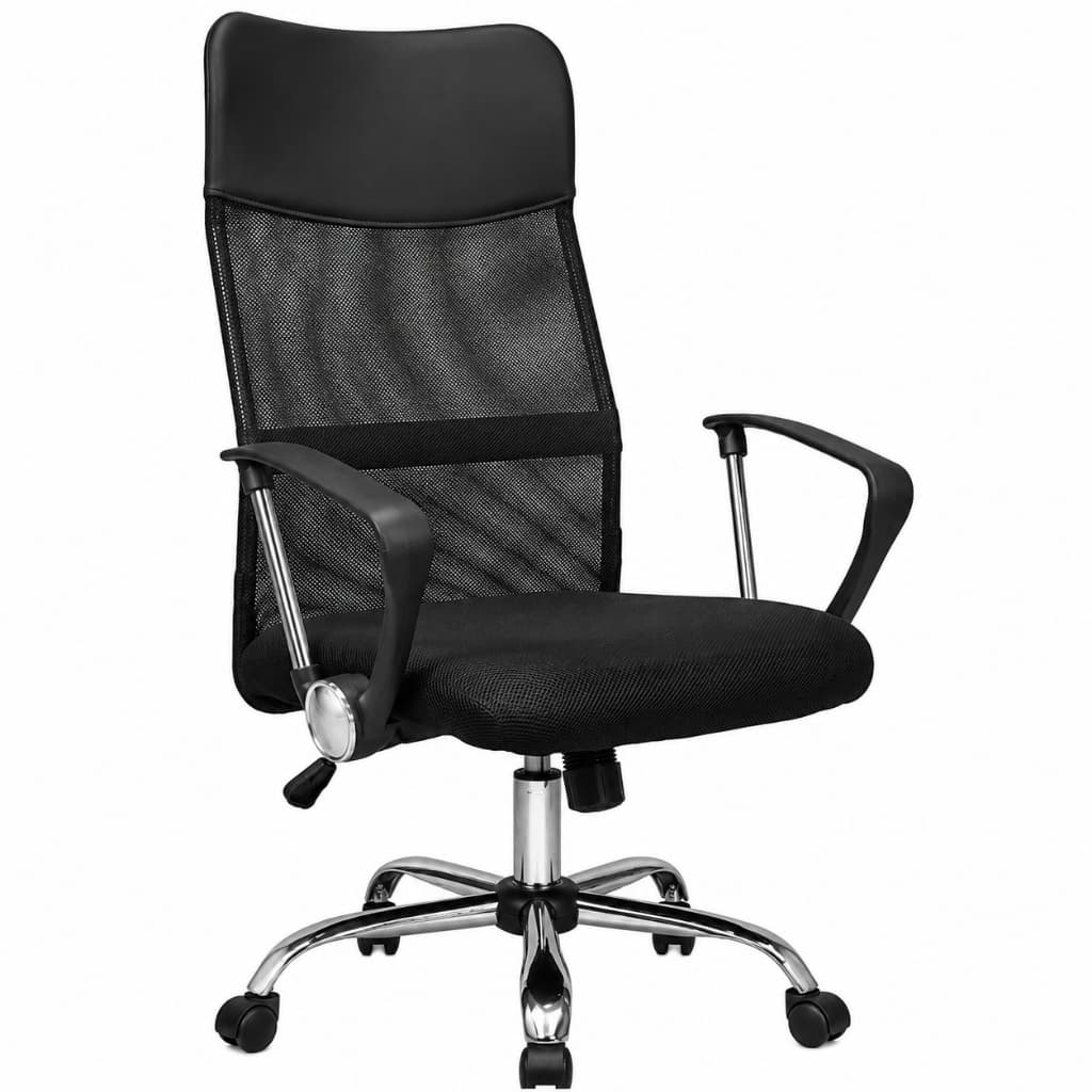 Cadeira Presidente Executiva Giratória De Escritório Estofado Couro Mesh Ergonômica